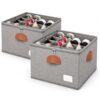 2 Pack Shoe Organizer for Closet Foldable Storage Box with Clear Cover