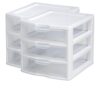2 Pack Small 3 Drawer Unit, Countertop Organizer, Clear Desktop Storage Box for Desks, Countertops and Shelves, White