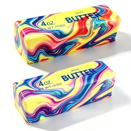 2 Packs Slow Rising Butter Squishy, Squishies Butter Squeeze Toys Pack Sensory Stress Relief Soft & Stretchy Fidget Toy for Party Favors Squishy Butter