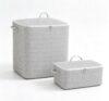 2 Pack Storage Bins with Lids & Zippers, Herringbone Fabric