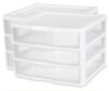 2 Pack White Wide 3 Drawer Storage Organizer Unit, Clear Transparent Drawer Cabinet, Countertop & Desktop Storage for Makeup, Office Supplies, Bathroom Toiletries and Craft Accessories