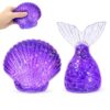 2Pc Glitter Mermaid Squishy Fidget Toys, Squishies Slow Rising Squeeze Ball