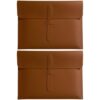 2 Pcs A4 PU Leather File Folder, Litchi Pattern Document Organizer File Bag with Secure Buckle, 13.7 x 10.4 in / 34.8 x 26.5 cm, Black and Brown, for Business Office Travel Meeting