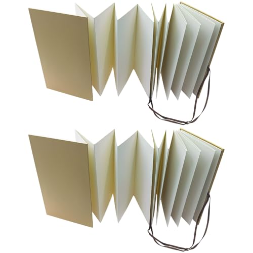 2 Pcs A5 Accordion Sketchbook, Foldable Artist Journal with 38 Pages, Double Sided Watercolor and Drawing Paper, Ideal for Stamps, Creative Records, Art Projects, and Scrapbooking