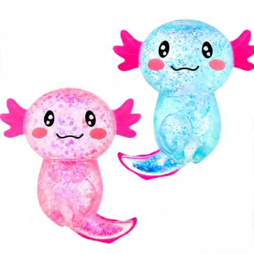 2pcs Axolotls Sensory Fidget Toy Sensory Squeeze Toy for Stress Relief, Soft Squeeze Decompression Dough for Adults Classroom Prizes & Party Favors (colorful-2pcs-A)