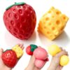 2Pcs Big Strawberry Squishy Small Cheese Squishy Pack Cute Squeeze Toy Set Slow Rise Food Fruit Squishies Dough Stress Ball Fidget Toys Adults Calming Desk Toys Stress Relief Gifts for Women Men Teens