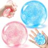2PCS Coconut Oil Squishy, Glitter No-Rebound Moldable Fidget Stress Ball