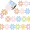 2 Pcs Copperplate Paper Floral Bulletin Board Border Stickers, Multicolored Flower Pattern, for Classroom Walls, Bulletin Boards, Windows, and Home Decoration