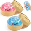 2PCS Crazy Fun Glitter Squishy Toy, Colorful Giant Stretchable Squishies with Box, Cute Squeeze Stress Balls Fidget Sensory Squishy for Holiday