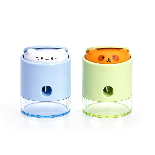 2Pcs Cute Pencil Sharpener,Manual Desktop Crank Pencil Sharpeners,Animal Pencil Sharpener Cat Bear,Cute Desk Accessories for School Office Supplies,Back to School Gifts for Students Teachers