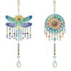 2pcs Dragonflies and Dreamcatchers DIY Acrylic Diamond Art Wind Chime