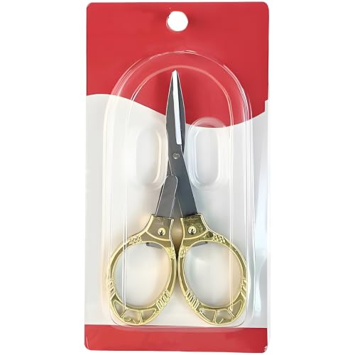 2 Pcs Foldable Scissors in Gold, Retractable Stainless Steel Travel Utility Snips with Keychain Hole, Portable Fishing Line Cutter and Thread Trimming Tool for Outdoor Activities with Sturdy Handle