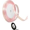 2 Pcs Gold Edge Satin Ribbon, 72.2 ft / 22 m Polyester Ribbon with 0.25 in / 0.63 cm Metallic Border, for Xmas Tree Gift Wrapping, DIY Crafts, Christmas Decor, Wedding Candy Box Bows, Black and Pink