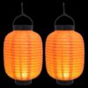 2pcs Japanese Style Foldable Paper Lantern with Warm Lighting, Orange