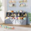 2 Pcs Kids Bookshelf and Toy Storage, Toy Storage Organizer, Grey