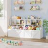2 Pcs Kids Bookshelf and Toy Storage, Toy Storage Organizer, White