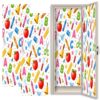 2 Pcs Locker Magnetic Wallpaper Colorful School Supplies Apples Crayons Bells White 12" x 36" Wall Magnetic Sticker Removable Locker Accessories for Girls Boys School Office Home