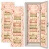 2 Pcs Locker Magnetic Wallpaper Vintage Floral Books Pink Green Covers Checkered 12" x 36" Wall Magnetic Sticker Removable Locker Accessories for Girls Boys School Office Home