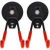 2 Pcs Metal Gripping Square Hooks for Hanging Storage, Neodymium Iron Boron Utility Hook for Tools, Strong Suction Hooks for Industrial Garages and Workshops, 5.1 x 2.6 x 2.6 in, Black Red