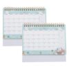 2pcs Monthly Desktop Standing Calendar Paper Office Planner White