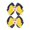 2Pcs Navy Blue Yellow Back to School Bow Hair Clips