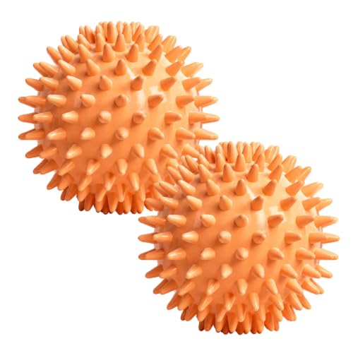 2 Pcs Spiky Hedgehog Massage Ball Set for Muscles, Portable Yoga Ball for Adults, Spiky Sensory Fidget Toys for Foot, Back and Neck, Deep Tissue Recovery for Body Tension Relief