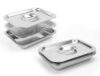 2 Pcs Stainless Steel Seed Sprouter Growing Trays Kit with Gauze & Lids (L)