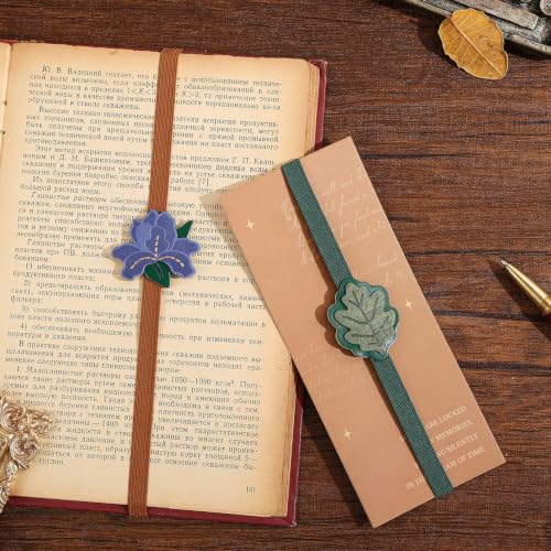 2PCS Vintage Elastic Leather Bookmark for Women, Elastic Bands Leather Book Marks, PU Bookmarks Planner Accessories, for Book Lover, Reader, Hardcover Journals, Notebooks, Binders,Planners