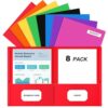 2 Pocket Folders, 8 Pack Paper Folders with Pockets, 8 Colors with Labels