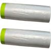 2 Rolls Pre-Taped Masking Film, Plastic Painting Film with Green Automotive Painters Tape, Waterproof PE Cover for Car Spraying, Furniture Protection, Home Renovation, Dusting and Overspray