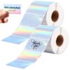 2 Rolls Thermal Holographic Stickers, 2.25 x 1.25 in Self Adhesive Printable Thermal Labels, Rectangular Rainbow Stickers for DIY Name Tags, Logo, QR Code, 500 Labels Per Roll, 1000 Total