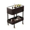 2 Tier Rolling Cart with Wheels, Utility Cart, Rolling Storage Cart(Black)