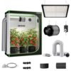 2x4 Complete Grow Tent Kit with LED Grow Light and Fan Filter, 48"x24"x60" 1680D Mylar Indoor Grow Tent System with AG1000 100W Full Spectrum Light, 6 Inch 2-in-1 Carbon Filter Fan, Silver Ducting