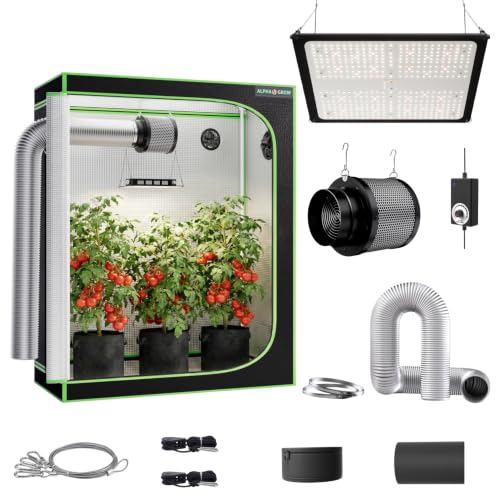 2x4 Complete Grow Tent Kit with LED Grow Light and Fan Filter, 48"x24"x60" 1680D Mylar Indoor Grow Tent System with AG1000 100W Full Spectrum Light, 6 Inch 2-in-1 Carbon Filter Fan, Silver Ducting