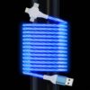 3-in-1 Car Light Up Flowing iPhone Charger Cable,6.6FT LED Multi Lightning/Type C/Micro USB Car RGB Glowing Connector Cord for Apple iPhone 15/14/13/12/11 Pro Max/XR/XS/SE,iPad/Android/Samsung-Blue