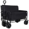 3-in-1 Folding Wagon with Bench Seat & Storage, 500LBS Utility Cart