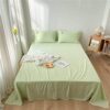 3-Piece Bed Sheet Set 100% Washed Cotton Flat/Fitted Sheet Set Double Bed Pillowcase for Easy Care and Ventilation 4 Flat King Size (4 Fitted Double Size)