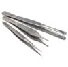 3-Piece Craft Tweezers Set, Stainless Steel Precision Tweezers for Small Parts, Model Building, Gundam, Miniatures, 3D Resin & Electronics Repair, Multipurpose Serrated Hobby Tools