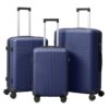 3-Piece Hardshell Spinner Luggage Set, Navy Blue, 20/24/28in