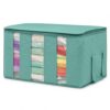 3-Section Foldable Storage Bag Organizer with Clear Windows, Teal