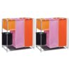 3-Section Laundry Sorter Hamper Set 2-Pack, Portable Fabric Washing Bin with Durable Iron Frame for Clothes Organization