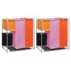 3-Section Laundry Sorter Hamper Set 2 pcs with Detachable Washing Bin, Divided Laundry Organizer with Sturdy Iron Frame for Bathroom Bedroom Closet