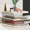 3-Tier Acrylic Desk Organizer Paper Tray Stackable Letter Tray, Beige
