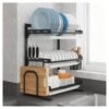 3-Tier Carbon Steel Dish Rack with Cutlery Holder - Kitchen Counter nizer for Efficient Draining and StorageSpace-Saving Design for Dish Drying