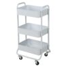 3-Tier Metal Frame Rolling Utility Cart,Lockable Wheels,White