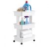 3-Tier Plastic Rolling Laundry Cart, Slim Utility Organizer, White