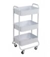 3-Tier Rolling Metal Laundry Cart, Arctic White