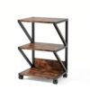 3-Tier Rolling Storage Cart Rustic Industrial Shelf on Wheels