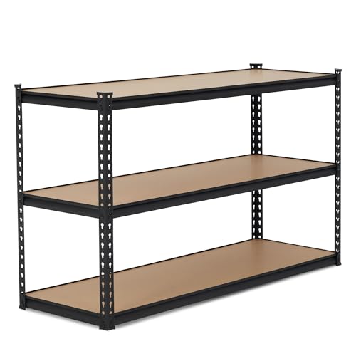 3-Tier Storage Shelving Unit, 48" W x 24" D x 36" H, Carbon Steel Utility Shelves, 1500 lbs Load Capacity, Adjustable Metal Freestanding Garage Shelf for Pantry, Basement, Warehouse, Heavy Duty