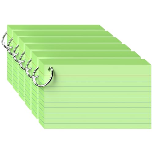 300 Count Green Index Cards 3x5 Inch with Ring, Heavy Weight Flash Cards, Note Taking Supplies, Portable Note Cards, Study Flashcards for Students & Teachers, Office Home School Study Supplies